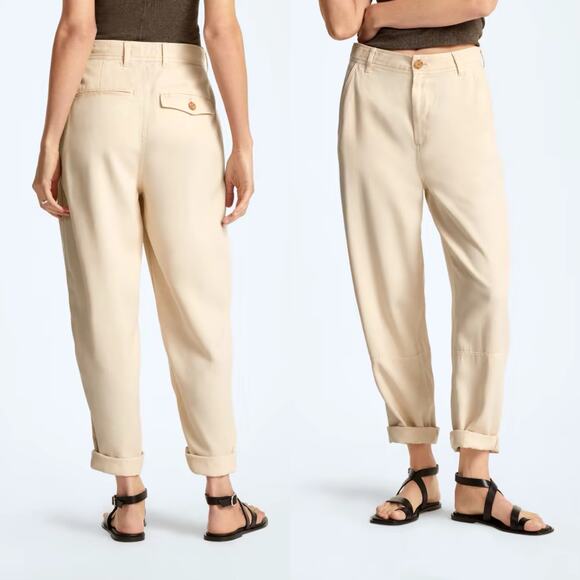 Everlane The Tencel Relaxed Chino Pants Parchment High Rise Women 2 NWT Pockets - Picture 1 of 10